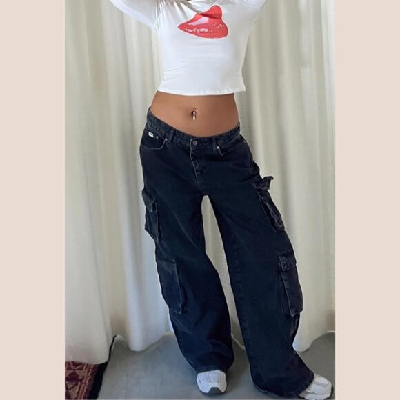 The Ragged Priest Black Combat Cargo Jeans Charcoal Size 26 NEW NWT - Picture 4 of 9